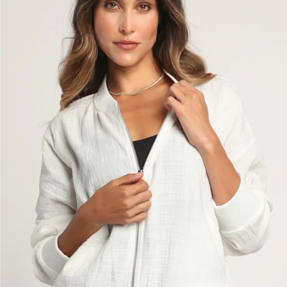 Bb Dakota Down For The Gauze  Bomber Jacket White size XL